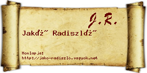 Jakó Radiszló névjegykártya